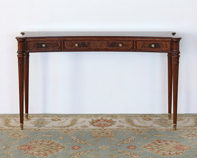CS247 - Flame Walnut Console Table With Tapered Legs