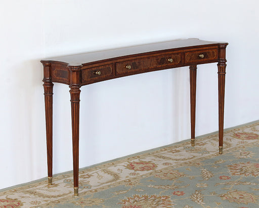 CS247 - Flame Walnut Console Table With Tapered Legs
