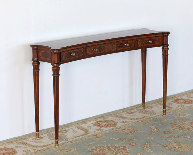 CS247 - Flame Walnut Console Table With Tapered Legs