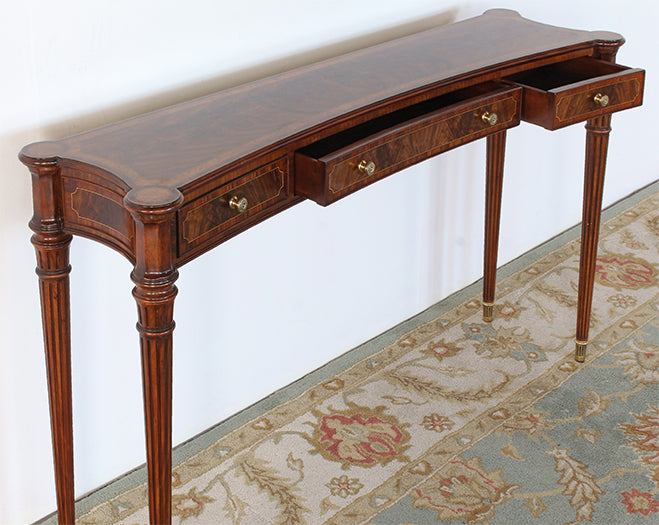 CS247 - Flame Walnut Console Table With Tapered Legs