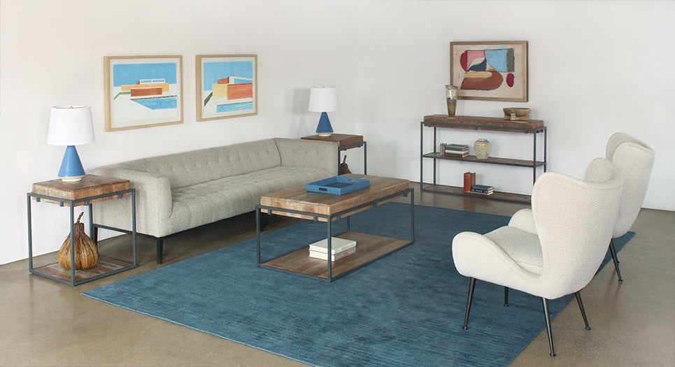 CS254 - Acacia Wood Sofa Table With Iron Leg Frame 