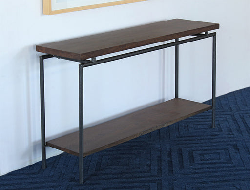 CS255 - Brown Mango Top Sofa Table With Iron Legs
