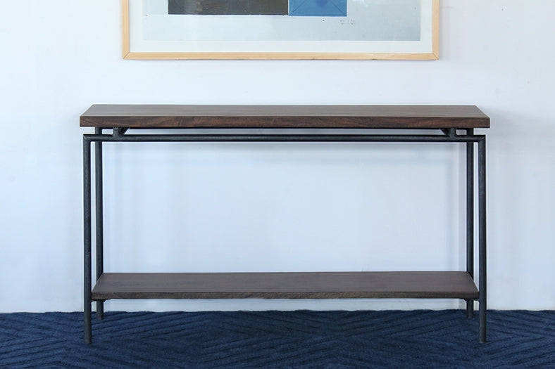 CS255 - Brown Mango Top Sofa Table With Iron Legs