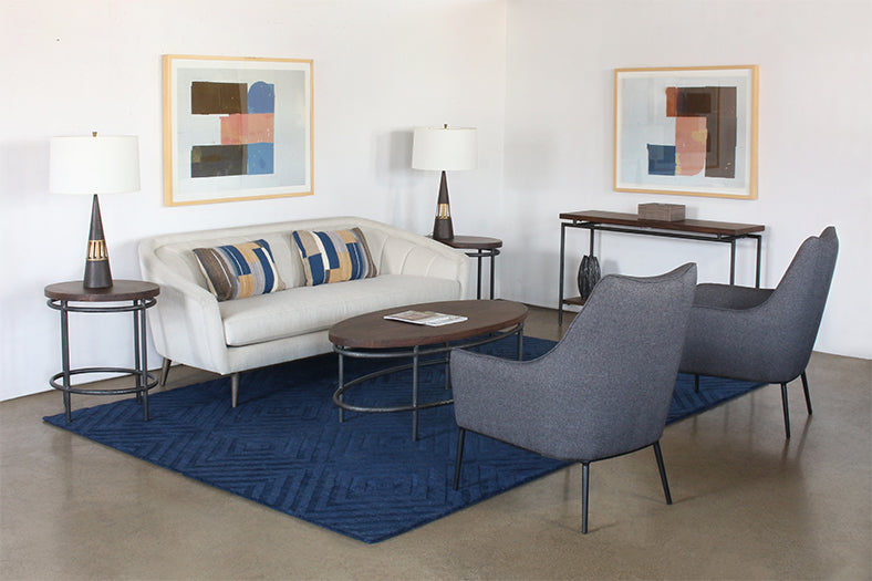 CS255 - Brown Mango Top Sofa Table With Iron Legs