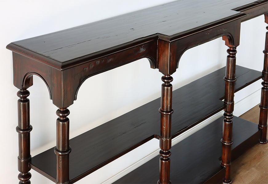 Mahogany Console With Faux Bamboo Posts