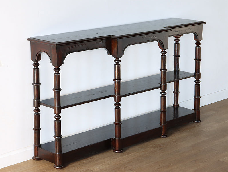 Mahogany Console With Faux Bamboo Posts