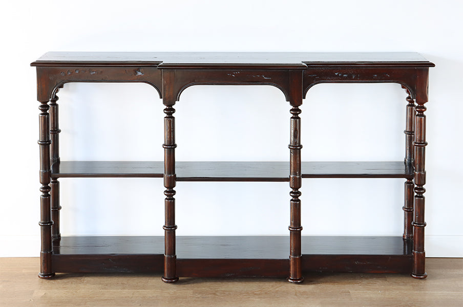 Mahogany Console With Faux Bamboo Posts