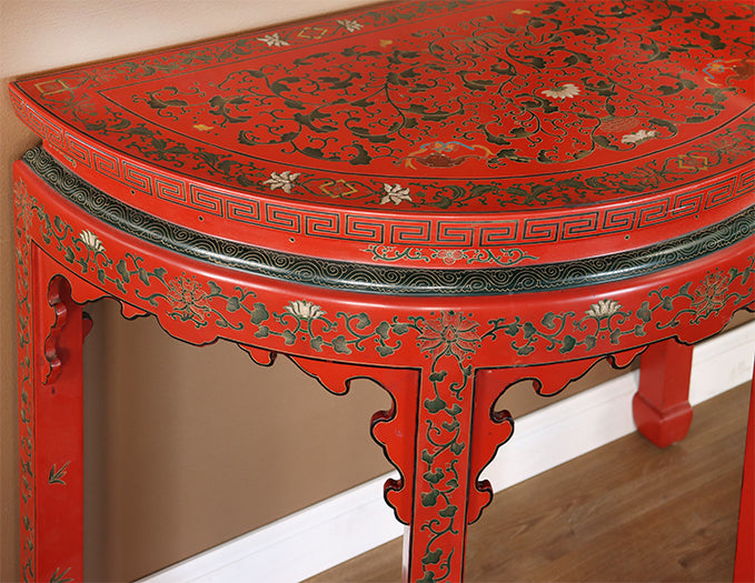 Vintage Red And Gold Style Chinese Console