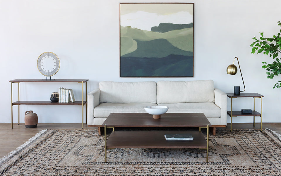Umber Brown Console with Antique Brass Base