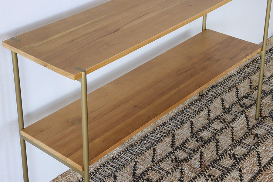 Natural Oak Console with Antique Brass Base