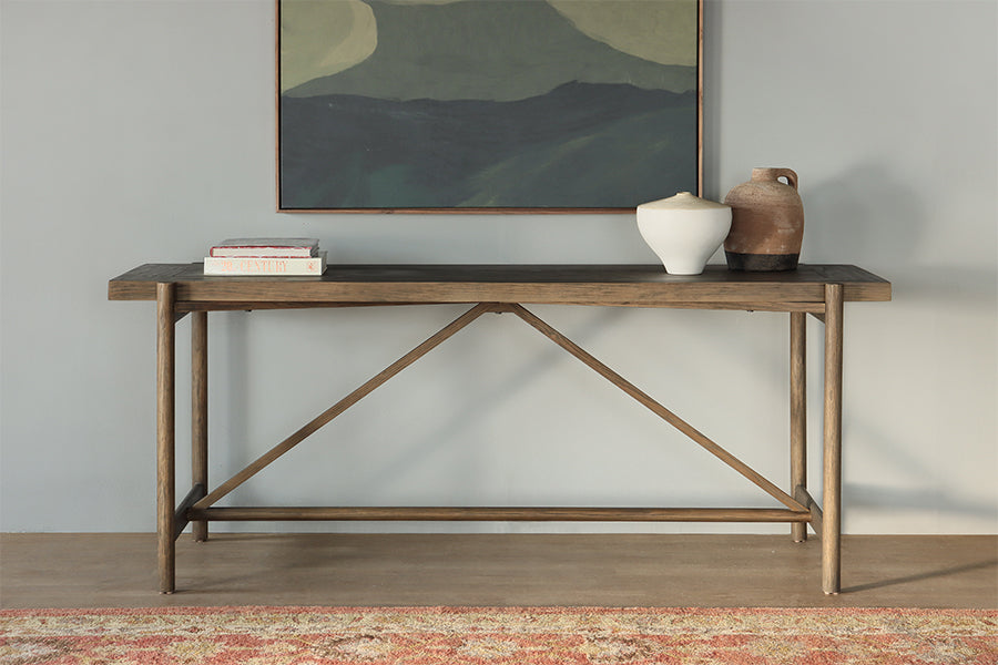 Sienna Brown Pine Console with Stretcher
