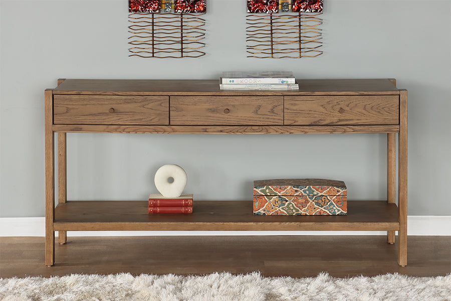 Tawny Oak 3 Drawer Console