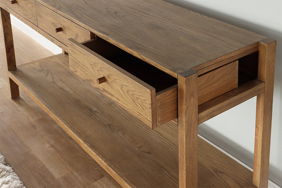 Tawny Oak 3 Drawer Console