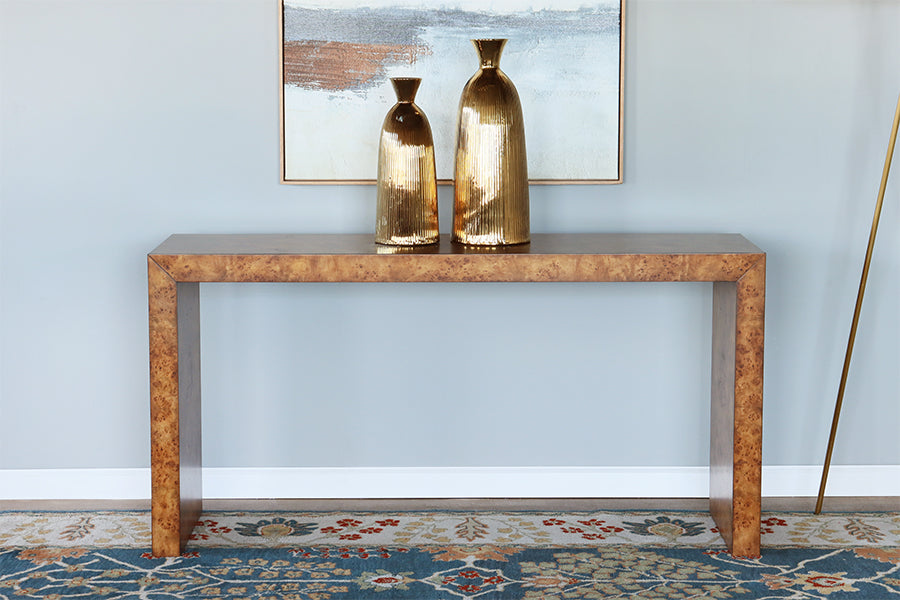 Parsons Style Console Table in Burled Veneer