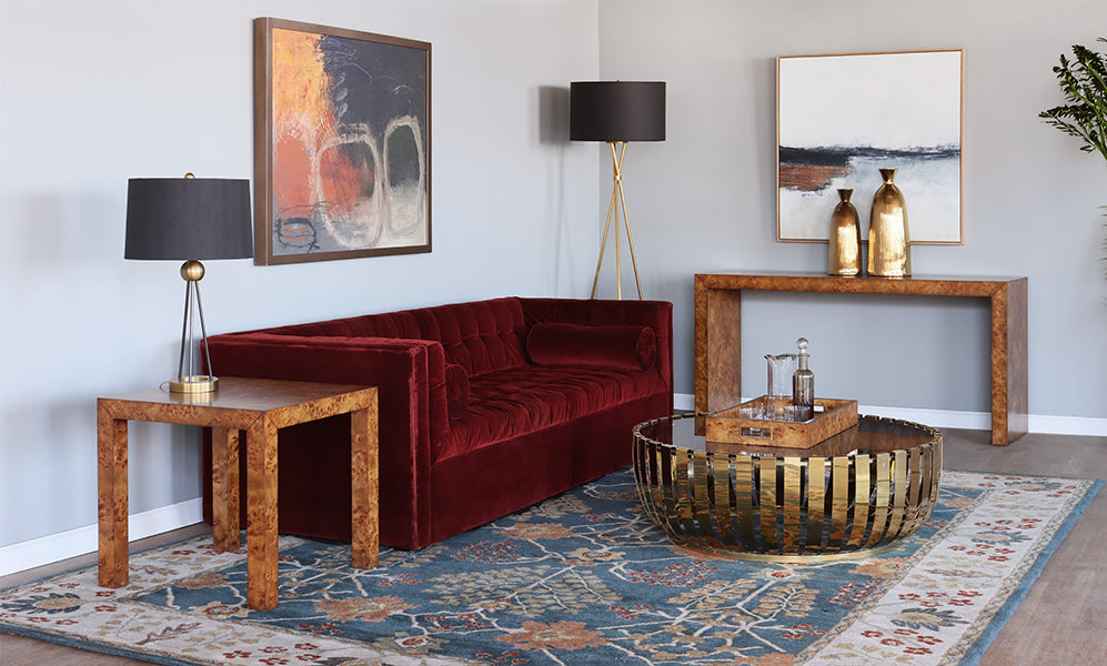 Parsons Style Console Table in Burled Veneer