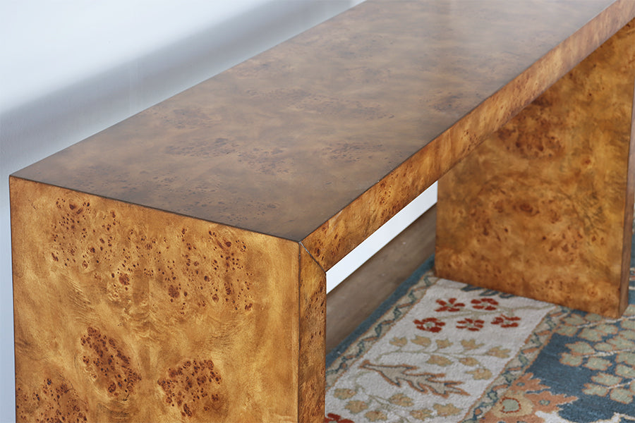 Parsons Style Console Table in Burled Veneer