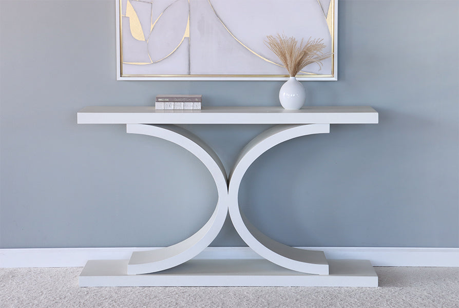 Double Curved Console in Egret White