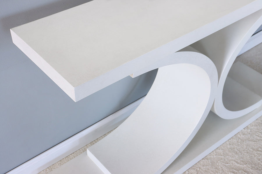 Double Curved Console in Egret White