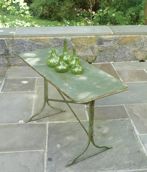 Antiqued Green Metal Console