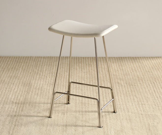 CST20 Polished Chrome Backless Counter Stool in White