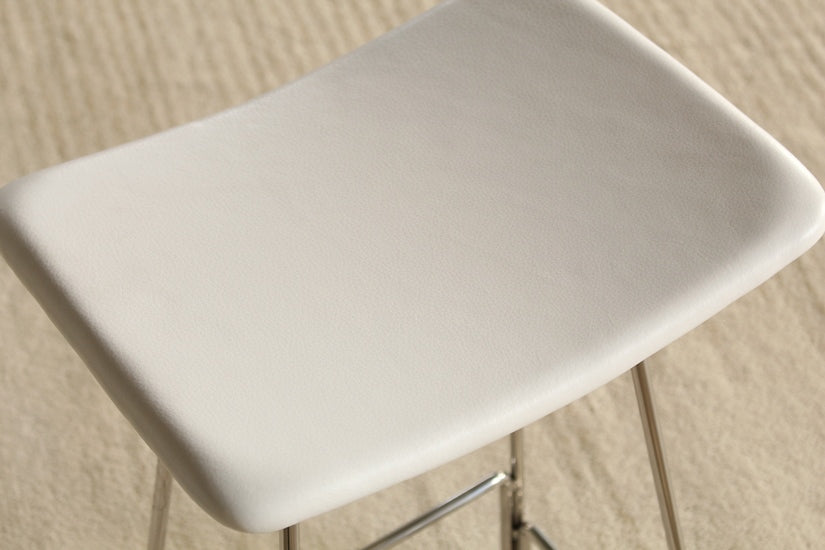 CST20 Polished Chrome Backless Counter Stool in White