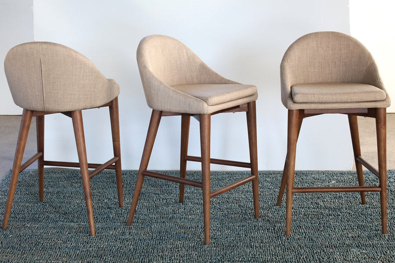CST58 Walnut Counter Stool with Tan Upholstery 