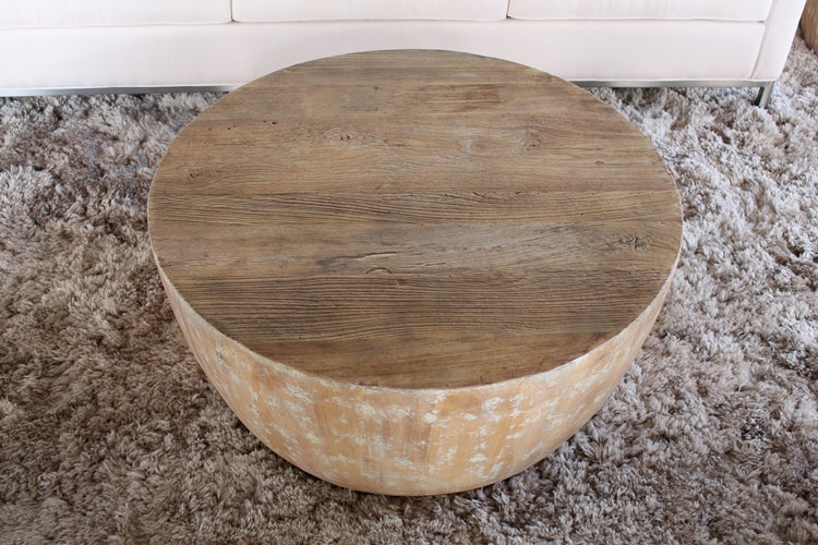 Round Butcher-Block Coffee Table