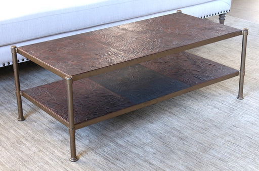 CT203 Brass Coffee Table with Leather Surface