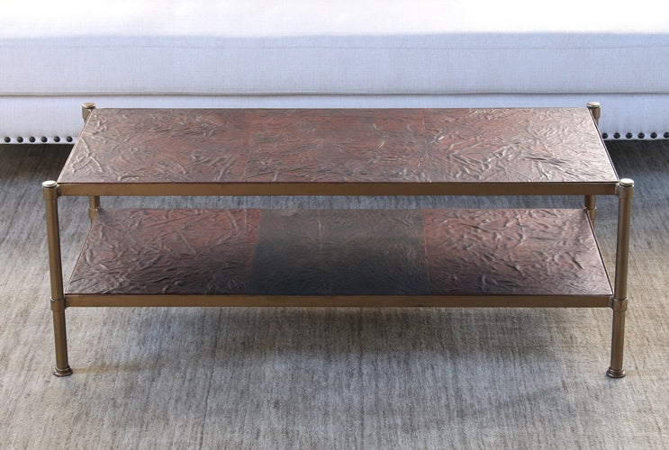 CT203 Brass Coffee Table with Leather Surface