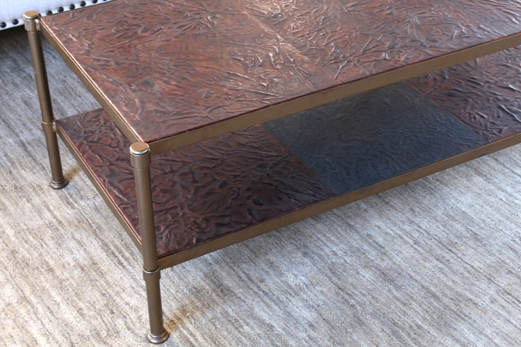 CT203 Brass Coffee Table with Leather Surface