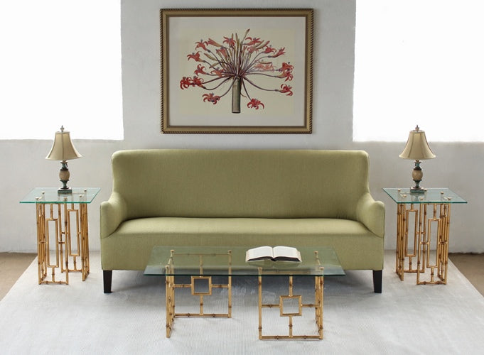 ET353 Bamboo Accent Table with Glass Top