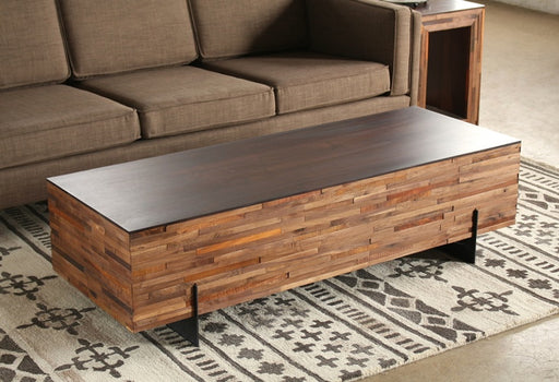 CT226 Recycled Wood Block Rectangular Coffee Table