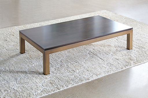 CT253 Mitchell Gold Parsons Cocktail Table in Vintage Brass with Sienna Finish