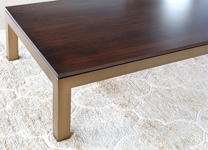 CT253 Mitchell Gold Parsons Cocktail Table in Vintage Brass with Sienna Finish