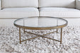 CT258 Mitchell Gold Vienna Round Cocktail Table in Antique Brass