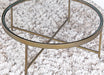 CT258 Mitchell Gold Vienna Round Cocktail Table in Antique Brass