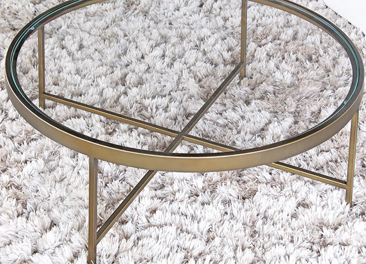 CT258 Mitchell Gold Vienna Round Cocktail Table in Antique Brass