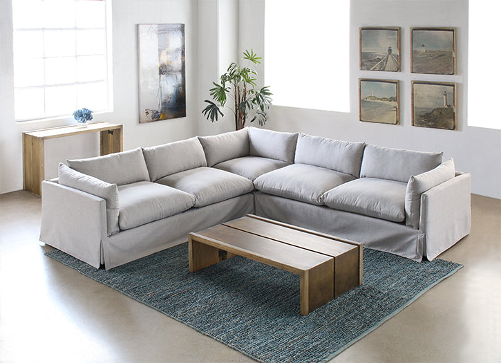 SF185 Beige Slipcover 3 Piece Sectional