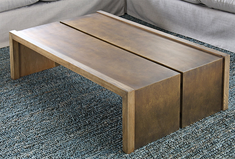 CT259 Weaver Coffee Table in Antique Brass