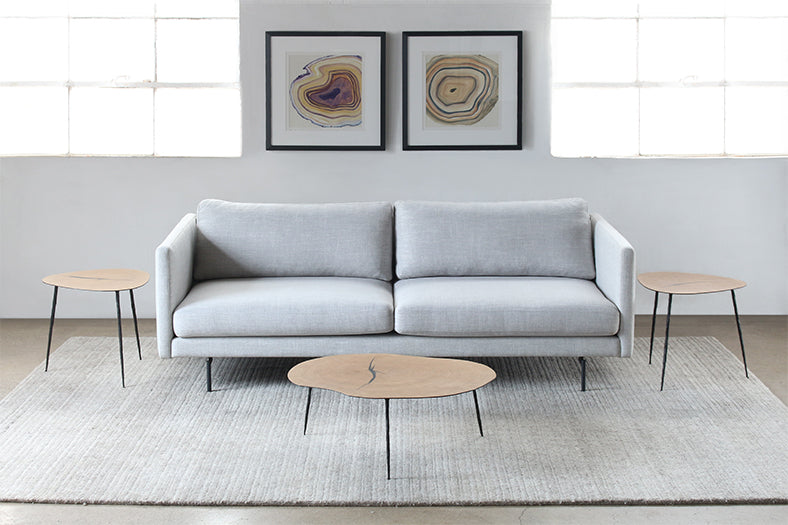 ET432 Low White Oak End Table with Forged Steel Legs 