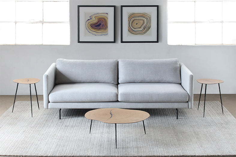 CT266 Low White Oak Coffee Table with Forged Steel Legs