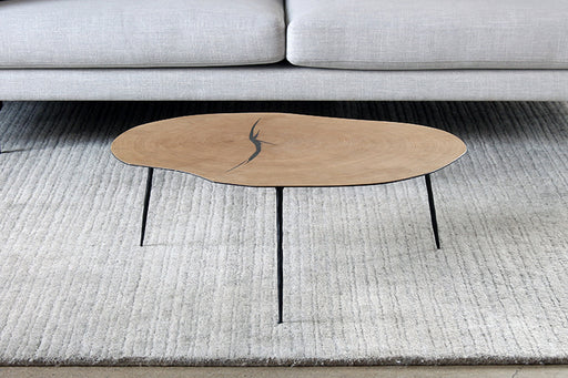 CT266 Low White Oak Coffee Table with Forged Steel Legs