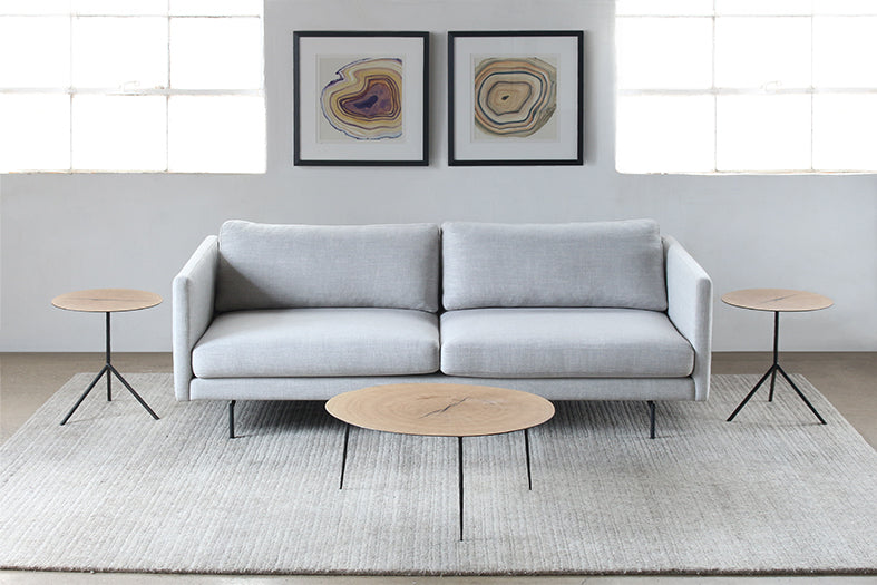 CT267 Tall White Oak Coffee Table with Forged Steel Legs