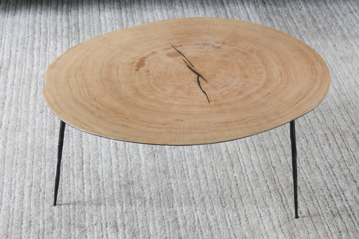 CT267 Tall White Oak Coffee Table with Forged Steel Legs