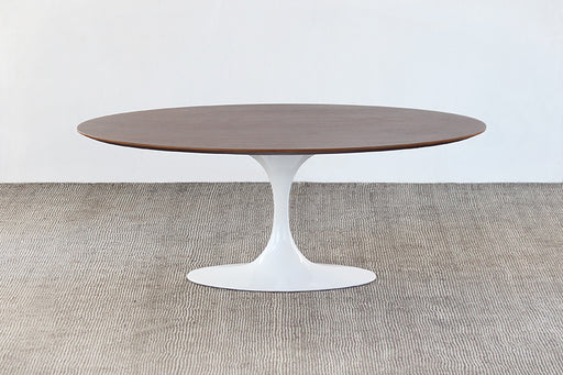 CT285 Saarinen Style Coffee Table with Walnut Top and White Base