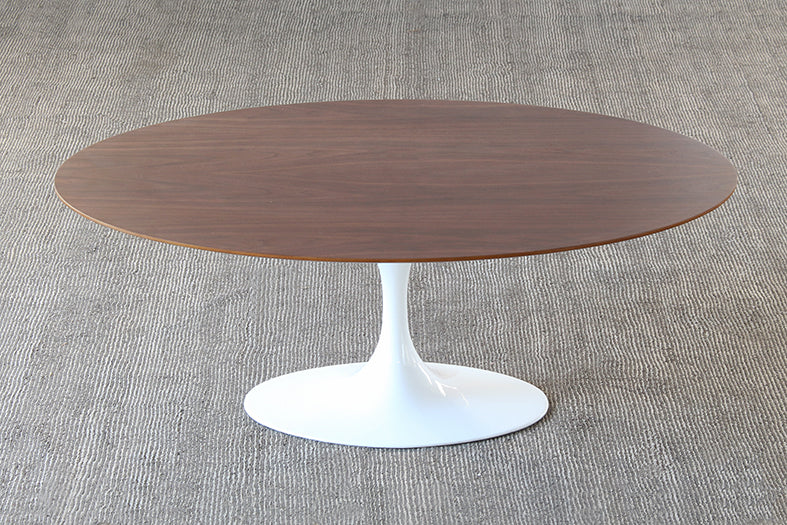 CT285 Saarinen Style Coffee Table with Walnut Top and White Base