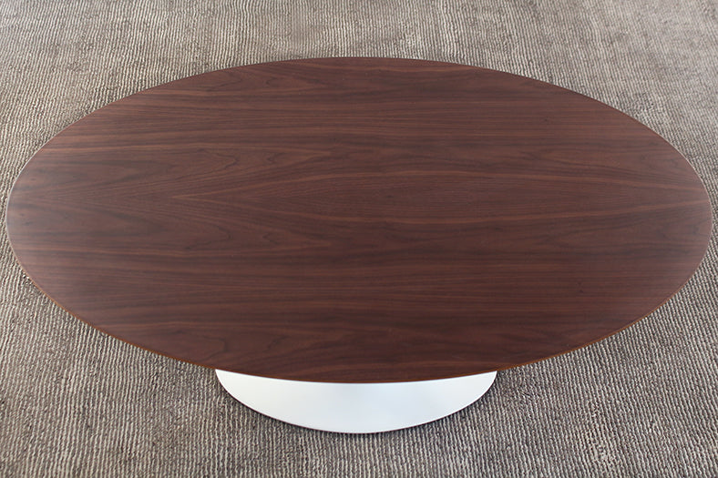 CT285 Saarinen Style Coffee Table with Walnut Top and White Base