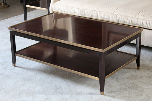CT312 - Dark Wood Coffee Table with Gold Accents