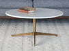 CT320 - Round Marble Coffee Table WBrass Tripod Base