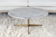 CT320 - Round Marble Coffee Table W/Brass Tripod Base
